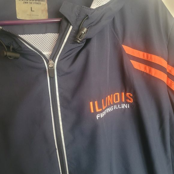 Mens L Illini Illinois Light Spring Jacket Embroidered Colloseum Full Zip Hooded - Picture 2 of 15